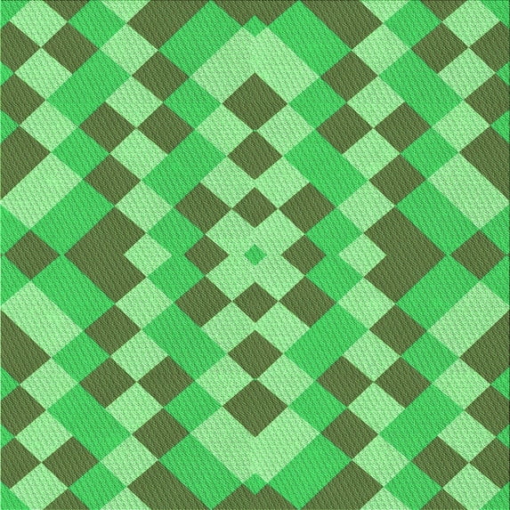 Ahgly Company Machine Washable Indoor Square Transitional Dark Lime Green Area Rugs, 7' Square