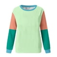 thumbnail image 4 of Scyoekwg Womens Sweatshirt Fall Long Sleeve Pullover Tops Trendy Dressy Casual Fall Winter Clothes Loose Color Block Graphic Sweatshirt Crewneck Patchwork Sweatshirt Womens Clothes(Green,L), 4 of 5