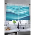 thumbnail image 5 of Teal Gradient Sheer Curtains 2 Panels Set Fluid Wave Art Abstract Modern Lihgt Filtering Rod Pocket Voile Drape, Semi Sheer Window Curtains for Bedroom Living Room, 52"x45", 5 of 5