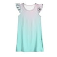 thumbnail image 1 of Plebaso Robes pour Bébés Filles Été Col Rond Manches Volantes Dégradé Robe d'Été Mode Enfants, 1 of 4