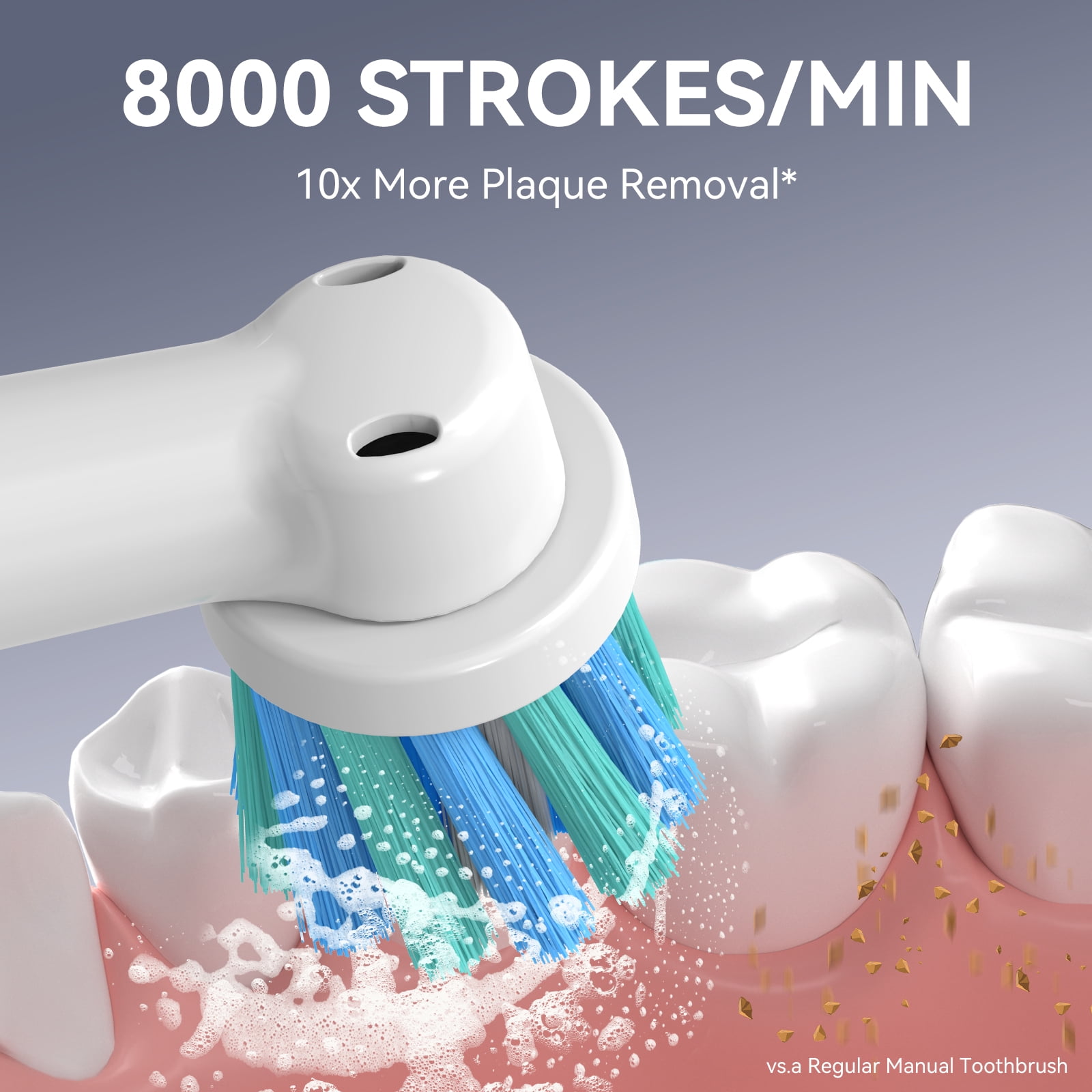 SEAGO Rotating Electric Toothbrush for adult, 8 Brush Heads,  5 Cleaning Modes, 2 Mins Timer, SG-2603(Blue)