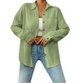 thumbnail image 1 of Blouses pour Femmes, Col à Manches Longues, Épaules Tombantes, Poche, Chemise Patchée, 1 of 5