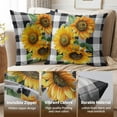 thumbnail image 6 of Sunflower Pillow Covers 16x16 Inch Set of 2 Summer Flower Black White Buffalo Plaid Decorative Throw Pillows Yellow Floral Pillow Cases Farmhouse Home Decor for Cushion Couch Sofa Outdoor, 6 of 6