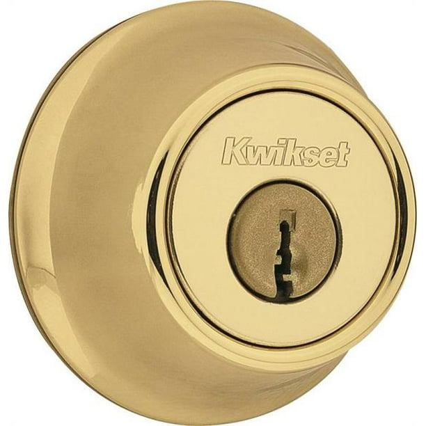 Kwikset 660 Deadbolt, Keyed One Side, in Polished Brass
