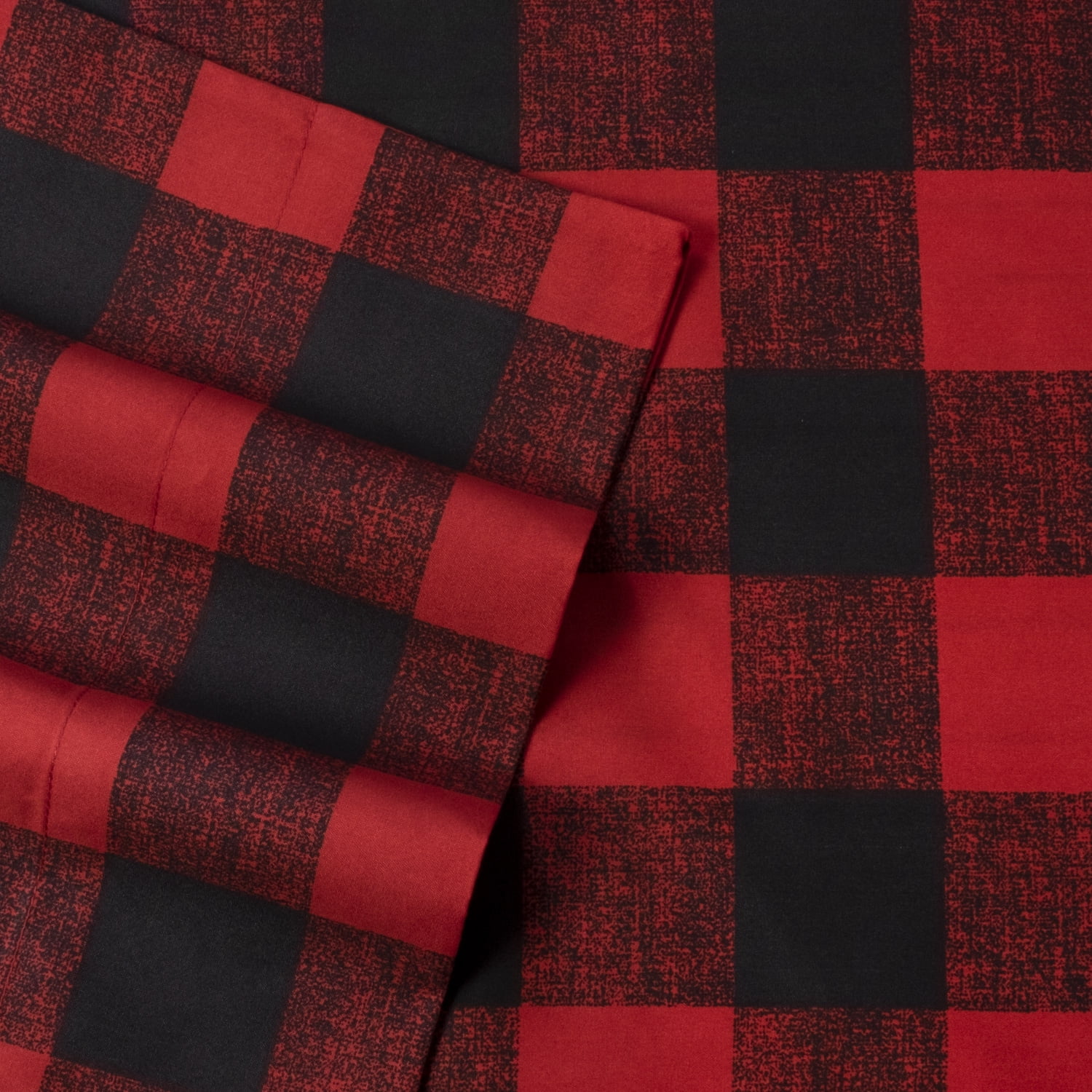 Sweet Home Collection 1800 Series Buffalo Plaid Black and Red 4 Piece Bed Sheet Set - Twin