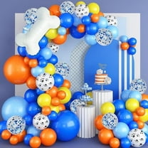 WODJR 106 Pcs Dog Paw Balloon Garland Paw Party Decorations Blue Orange Balloon Arch Paw Print Balloon Arch Dog Paw Balloons Bone Balloon Dog Patrol Paw Birthday Decorations Dog Birthday Decorations