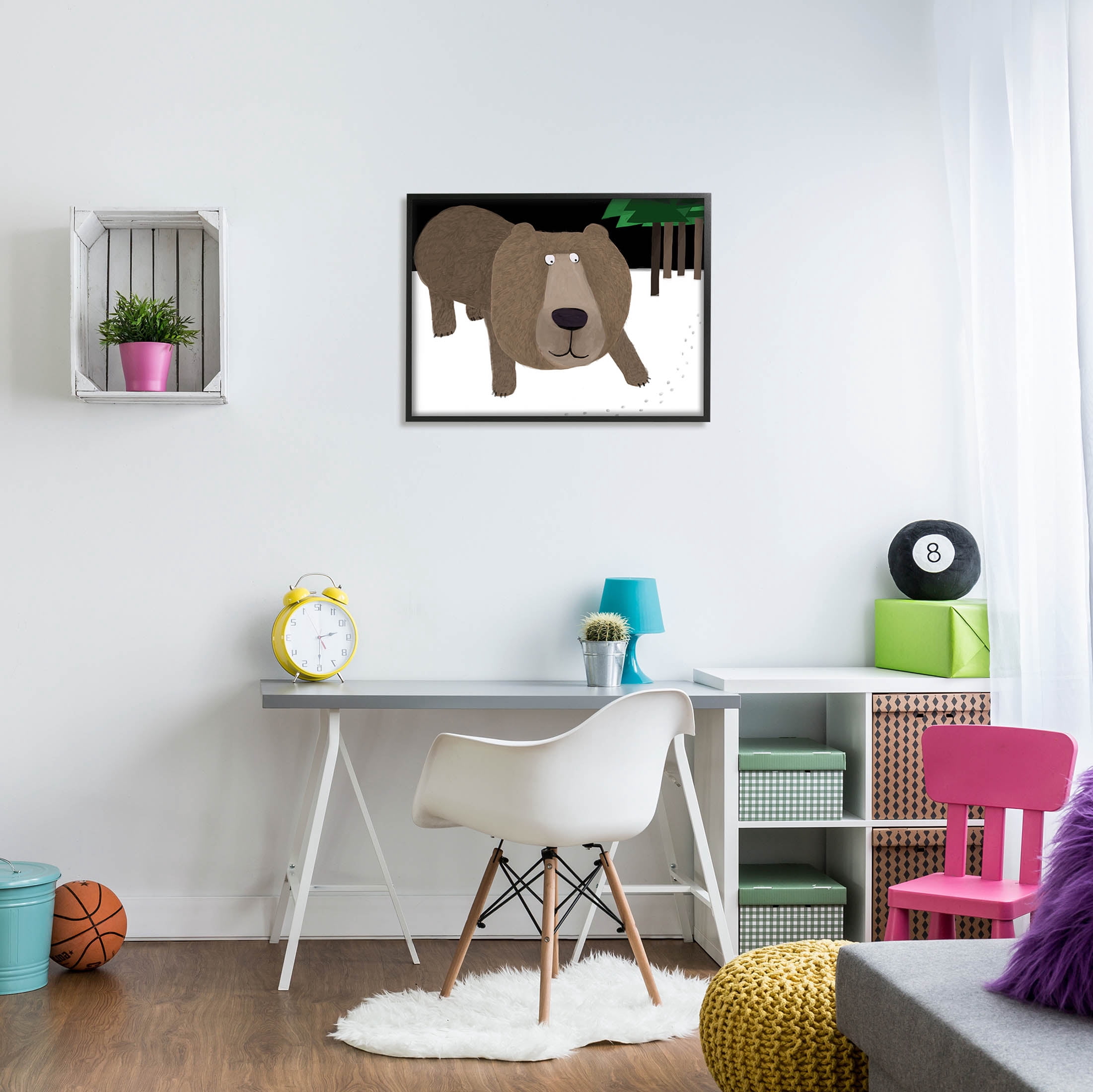 Stupell Industries Happy Winter Bear Paw Prints Graphic Art Black Framed Art Print Wall Art, Design by Carla Daly