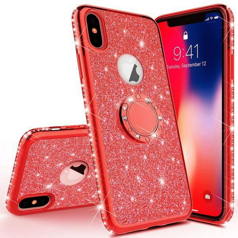 iPhone Xs / iPhone X Case, Cute Glitter for Girls Women w