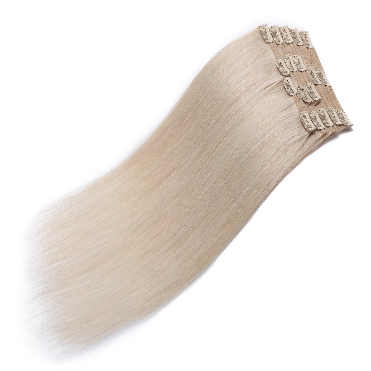 MY-LADY Extra Thick Clip in 100% Remy Human Hair Extension Double Weft Full Head Natural Hairpiece 110-170g #70 Bleach White24inch