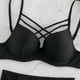 thumbnail image 3 of Trajes de baño push up para mujer Trajes de baño fruncidos Halter Bandage Bikinim de dos piezas Feliz Sencillez, 3 of 5