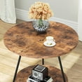 thumbnail image 6 of End Table, 2 Tier Round Side Table with Shelves, Industrial Wood Nightstand Bedside Table Small Coffee Accent Table for Living Room Bedroom, 6 of 7