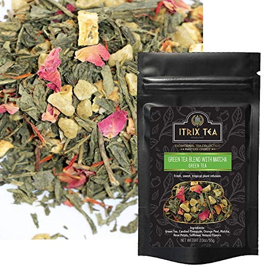 Itrix Green Tea Blend with Matcha Best Loose Leaf Tea Vegan