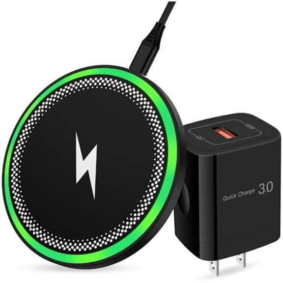 15W Fast Wireless Charging Pad Station with QC Adapter Included, Wireless Charger for Samsung Galaxy S25 S25 Ultra S24 FE S24 Plus S23 S22 Z Flip7, Pixel 10 9 Pro 9 8a 8 Pro 8 7a 6 Pro, iPhone 17 16e