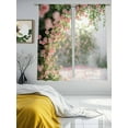 thumbnail image 2 of Pink Roses Spring Floral Sheer Curtains for Living Room Bedroom Summer Botanical Flowers Sheer Curtains 63 Inch Long 2 Panels Set Light Filtering Curtain Window Treatments Drapes for Dining Room, 2 of 6