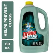 Drano Max Build-Up Remover, drain clog preventor, liquid commercial line, 60 oz, for kitchens and bathrooms