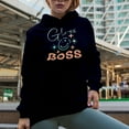 thumbnail image 2 of Cute Gloss Boss, Beauty Themed Merch Gift for Makeup Artist or Lovers, Cosmetologists & Beauticians, Navy Blue Hooded Sweatshirt or Hoodie, Medium, 2 of 5