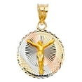 thumbnail image 1 of FB Jewels 14K White Yellow And Rose Tri Color Gold Stamp Pendant 20mm X 15mm, 1 of 1