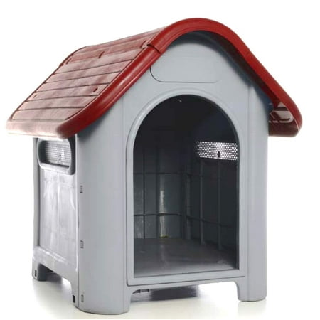 LavoHome All Weather Doghouse Puppy Shelter Pet Dog House Portable Waterproof Plastic Roof Cat Dogs House|Comfortable Cool Shelter | Durable Plastic Design | Home Kennel |