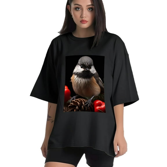 Plus Size Shirt for Women Black Tops for Women Short Sleeves Shirt for Women Red-Browed Bird 18 T Shirt Crewneck Shirt for Women XS