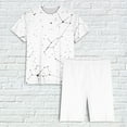 thumbnail image 5 of Jinhomg Womens Plus Size Summer Pajamas 2 Piece Lightweight Loungewear 2025 Novelty Star Print Crew Neck Tees with Short Pants Fall Saving White S, 5 of 6