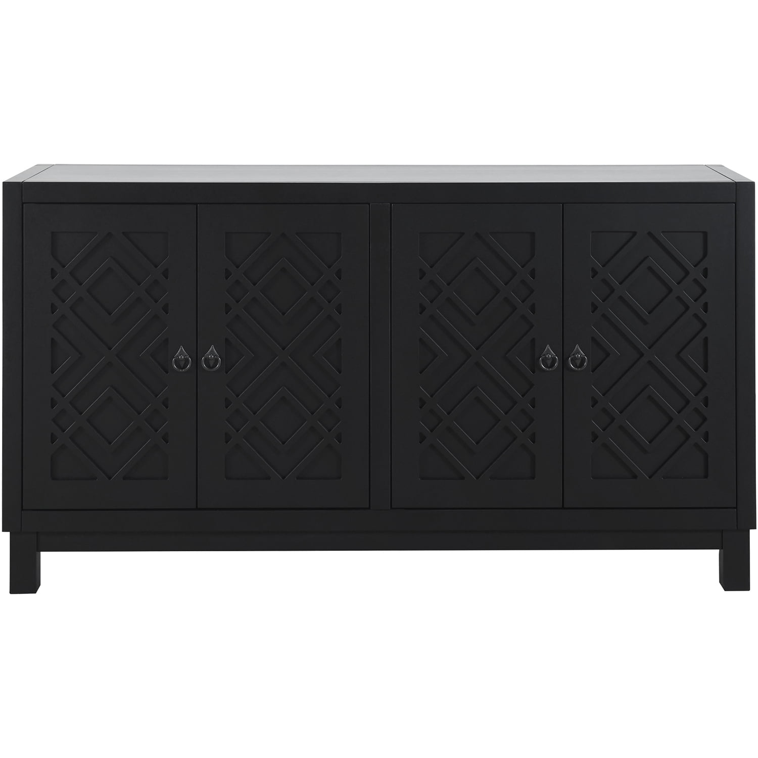 Kadyn Storage Sideboard Buffet Cabinet, 4 Door Sideboard with Pull Ring Handles, Kitchen Storage Cabinet for Living Room, Black Kadyn Storage Sideboard Buffet Cabinet, 4 Door Sideboard with Pull Ring Handles, Kitchen Storage Cabinet for Living Room, Black