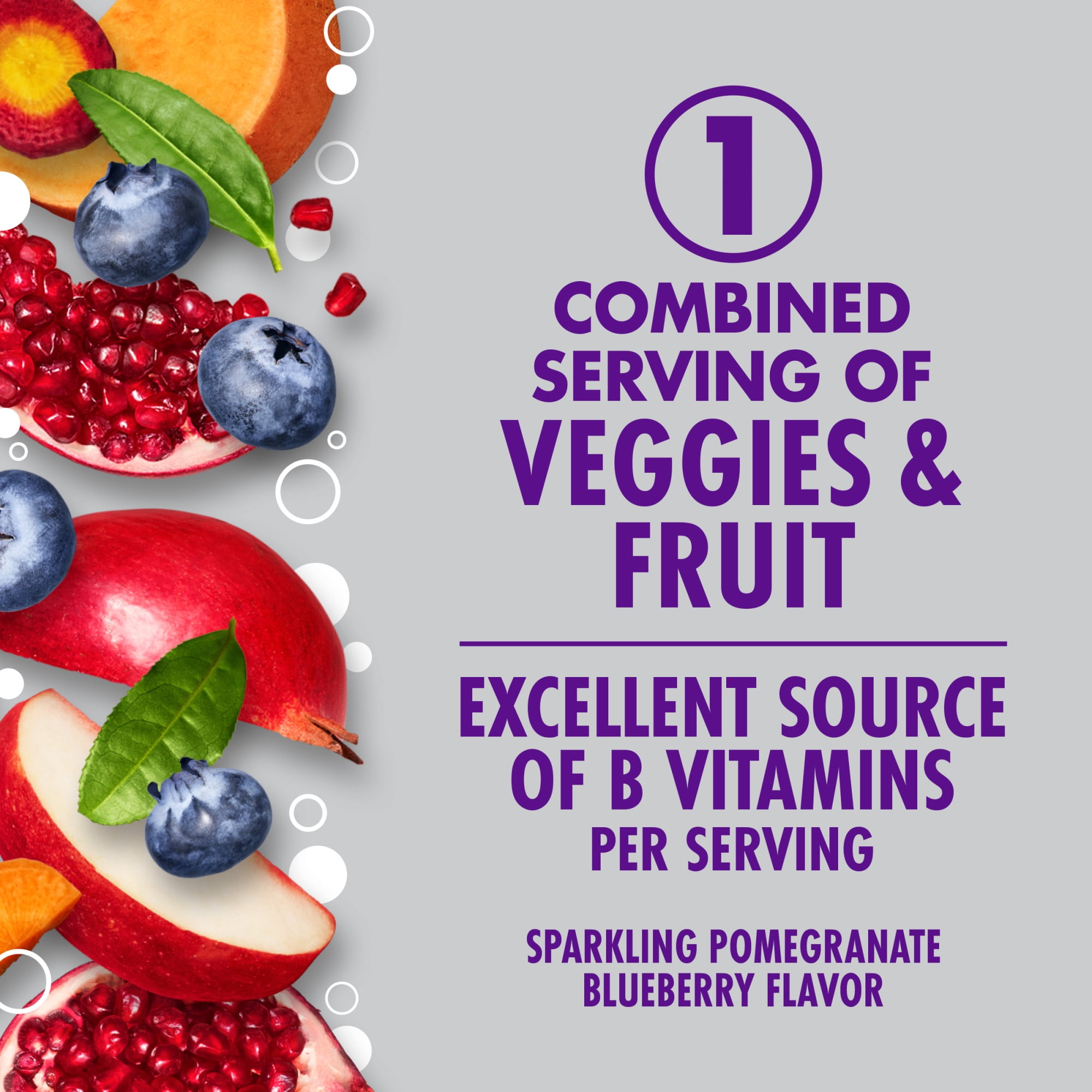 (6 pack) V8 +Energy Sparkling Pomegranate Blueberry Juice Energy Drink, 11.5 fl oz Can, 24 Count (6 Packs of 4)