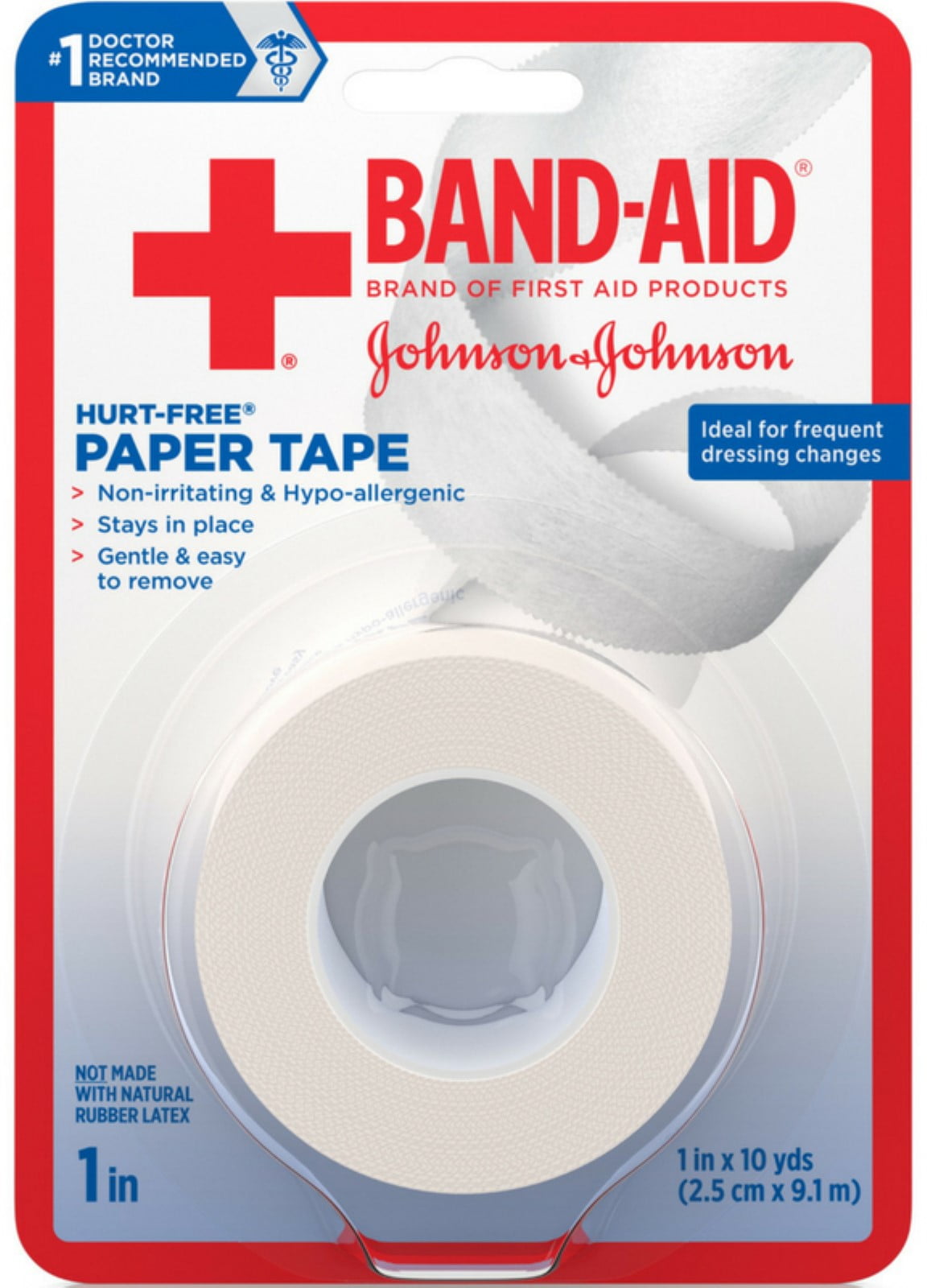 JOHNSON & JOHNSON BANDAID First Aid Paper Tape 1 Inch X 10 Yards