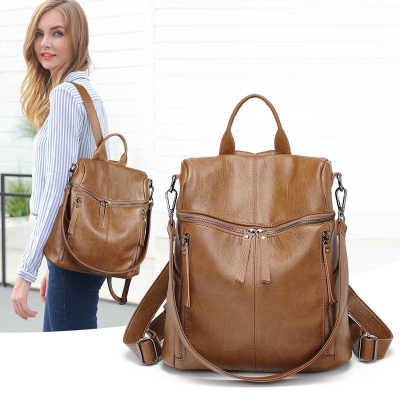 leather shoulder backpack
