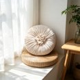 thumbnail image 3 of Round Velvet Throw Pillow, Ruched Decorative Cushion, Pleated Rosette Accent Pillow With Soft Filled Center, Sofa Bed Chair Window Seat Home Decoration Cushion, 3 of 4