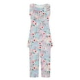 thumbnail image 6 of Busydd Womens Pajama Sets Fahion Boho Floral Pjs Sets for Women 2 Piece Lounge Set Casual Comfy Round Neck Sleeveless Pleated Camisole Tops and Knee Length Pants Loungewear with Pockets, 6 of 7