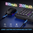 thumbnail image 5 of Ergonomic Wireless Keyboard and Mouse Silent, Rechargeable Wave Keyboard with 15 Lighting RGB Backlit Effects, Soft Leather Wrist Rest, 3200 DPI Mouse for PC Computer Laptop Windows Mac, 5 of 10