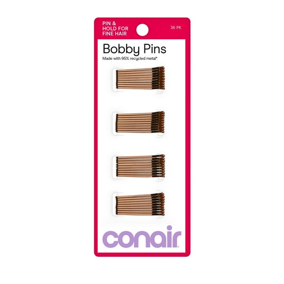 Conair Styling Essentials Mini Bobby Pins, Smooth Brown, 36 Count