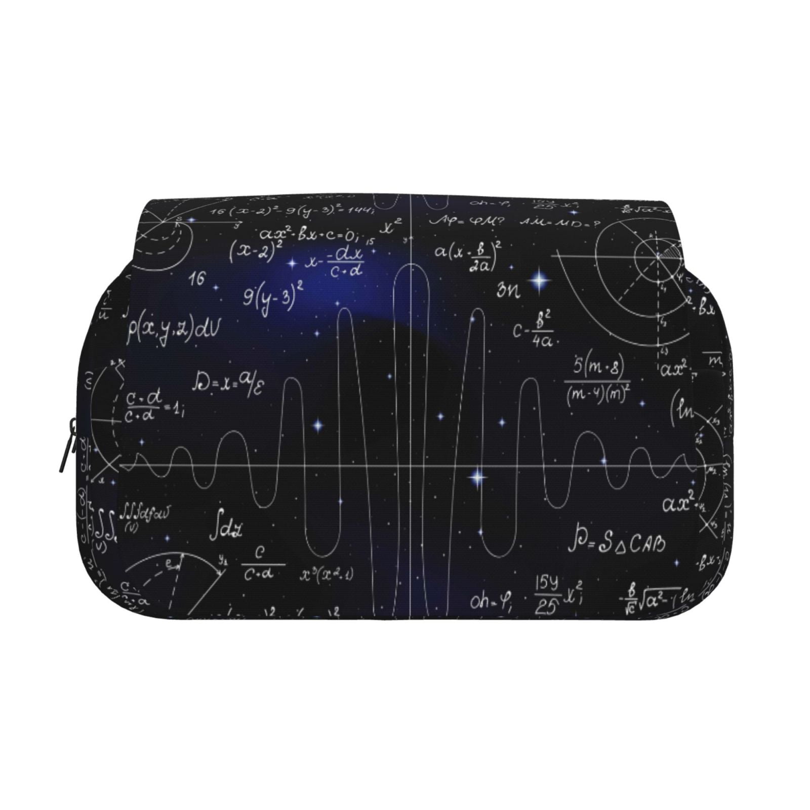 Rateoe Mathematica Science Pattern Double Clamshell Pen Case, Storage Organizer with Two Zipper Compartments– Holds Up to 50 Pencils & Pens