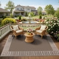 thumbnail image 5 of Garvee Area Rug 8x10ft Bordered Striped Carpet, Stain Resistant Machine Washable Rug Flat Woven Indoor Outdoor Rug with TPR Backing for Patio Balcony Bedroom Living Room, Camel, 5 of 8