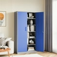 thumbnail image 5 of AUHUP 71" Metal Cabinet with Locking Doors and 5 Adjustable Shelves, Gray Blue Garage Storage Cabinet for Warehouse, Basement, Home Office, Tool File Storage Utility Cabinets, 5 of 6