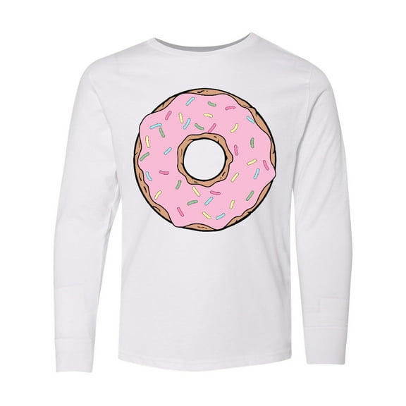 Inktastic Pink Donut with Sprinkles Long Sleeve Youth T-Shirt