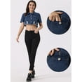thumbnail image 2 of DARING DIVA Women's Collared Frayed Jean Denim Crop Jackets XL Blue, 2 of 6