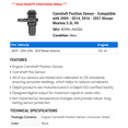 thumbnail image 2 of Camshaft Position Sensor - Compatible with 2009 - 2014, 2016 - 2021 Nissan Maxima 3.5L V6 2010 2011 2012 2013 2017 2018 2019 2020, 2 of 2