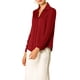 thumbnail image 3 of CAMISAS ELEGANTES PARA MUJER INSPIRADAS CHIC, CON CUELLO PUNTA V Y MANGAS LARGAS, BLUSA DE SATÉN SUAVE, TALLA XS, ROJO, 3 of 8