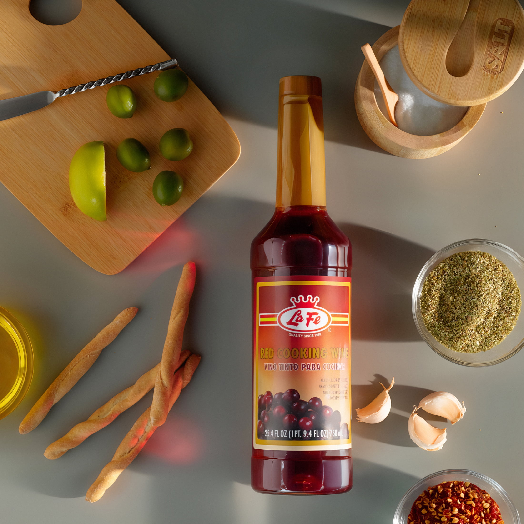 La Fe Red Cooking Wine 9.4 oz Bottle, Ideal for Cooking and Marinades