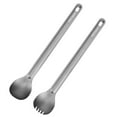 thumbnail image 1 of 2pcs Ti Long Handle Cutlery Spoon and Spork Set for, 1 of 8