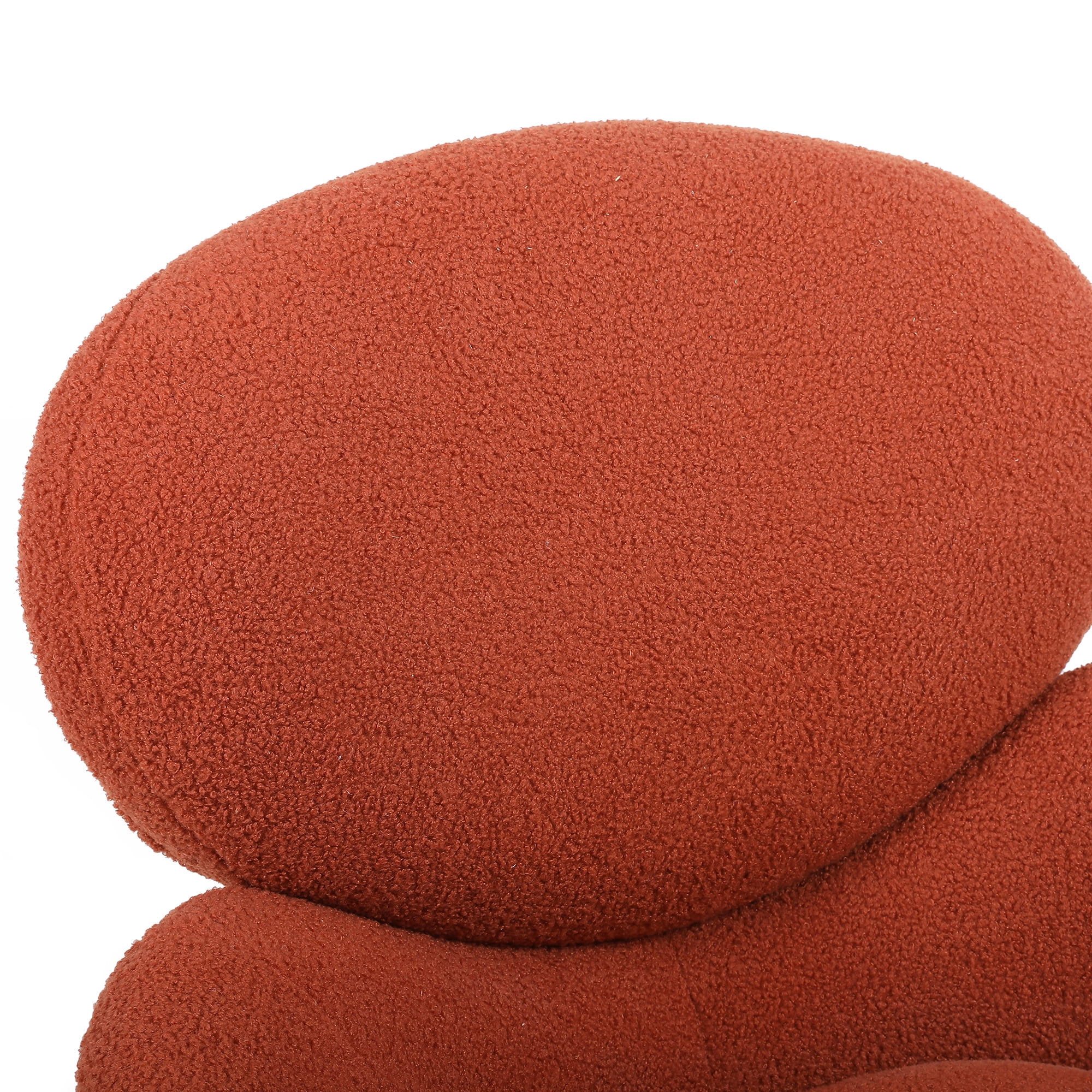 Kadyn Modern Sherpa Armchair with Black Metal Legs, Comfy and Soft Chairs for Bedroom, Orange
