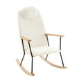 thumbnail image 4 of Rocking Chair With Metal Frame Construction, Adjustable , Fabric Upholstery, For Bedroom, Living Room, Nursery (white Ergonomic Pillow In White - And Soft Sponge Seat Comfort Suitable, 4 of 7
