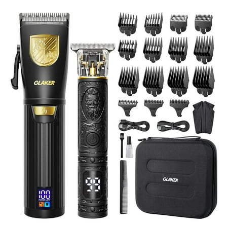 GLAKER Electric hair clippers,Hair Clippers Kit With Led Barber Men's Haircut With Led Display Clippers And Kit Haircut Kit With 15 Combs Mens Kit Barber Men's And Kit Barber Led Display 15