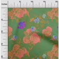thumbnail image 1 of oneOone Cotton Poplin Dark Teal Blue Fabric Bird|Leaves & Rose Floral Dress Material Fabric Print Fabric By The Yard 56 Inch Wide, 1 of 4