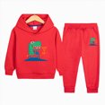 thumbnail image 2 of Zuwimk Toddler Boy Girls Sweat Suit Set - 2 Piece Soft Graphic Print Long Sleeve Pullover Hoodies and Athletic Jogger Sweatpants Outfits(T025-Red), 2 of 5
