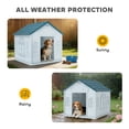 thumbnail image 4 of PawHut 26" Plastic Dog House Outdoor, Waterproof Dog Kennel, Blue, 4 of 10