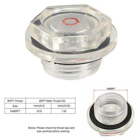 

Dreamhall 1Pc Oil Liquid Level Gauge Sight Glass 3/4 BSPT Male Threaded Plastic Air Compressor Fittings Oil Sight Glass Clear