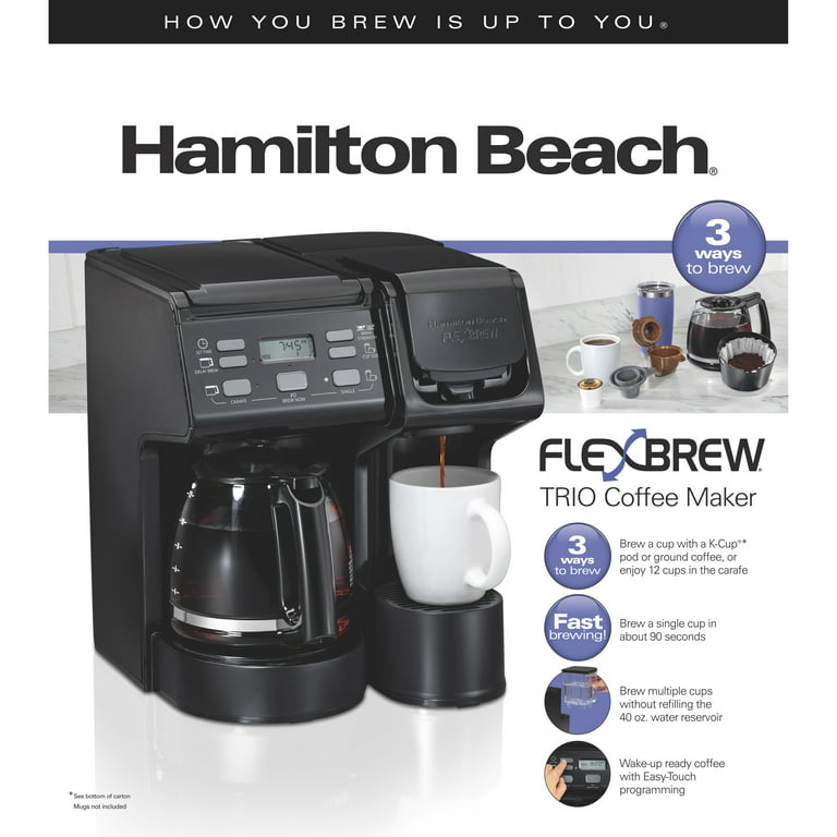 Hamilton Beach 49904 FlexBrew Trio Coffee Maker, Single Serve or 12 Cups, Black