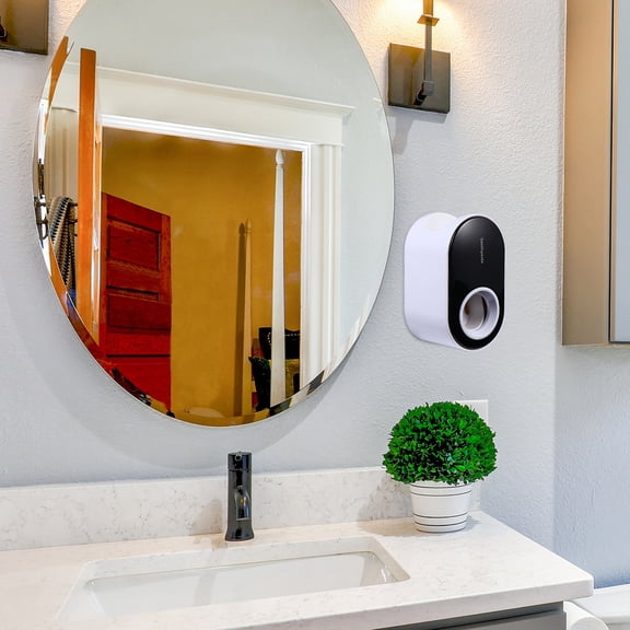 UPOUART Black Toothpaste Dispenser Stand, 1 Piece Bathroom Holder with Easy No-Drill Installation for Wall Mount